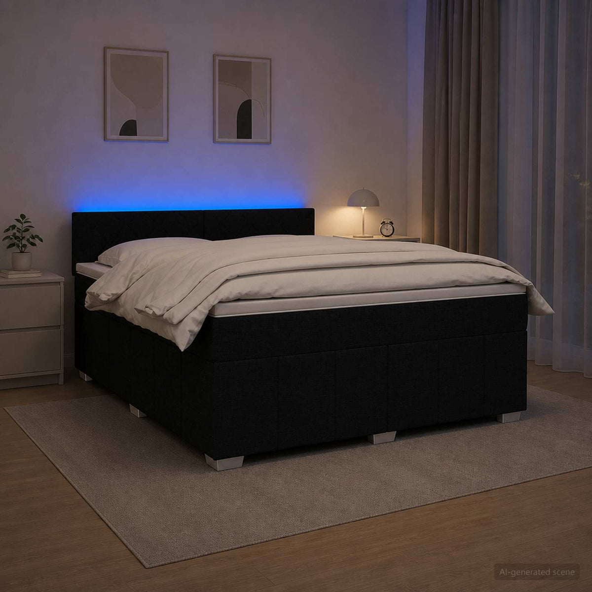 Postel Boxspring S Matrací S Čelo Textil