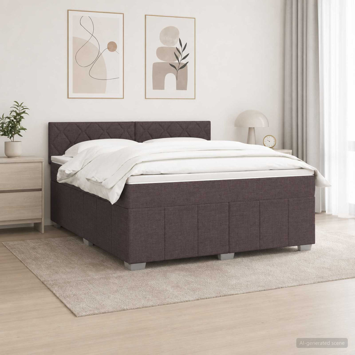 Postel Boxspring S Matrací S Čelo Textil