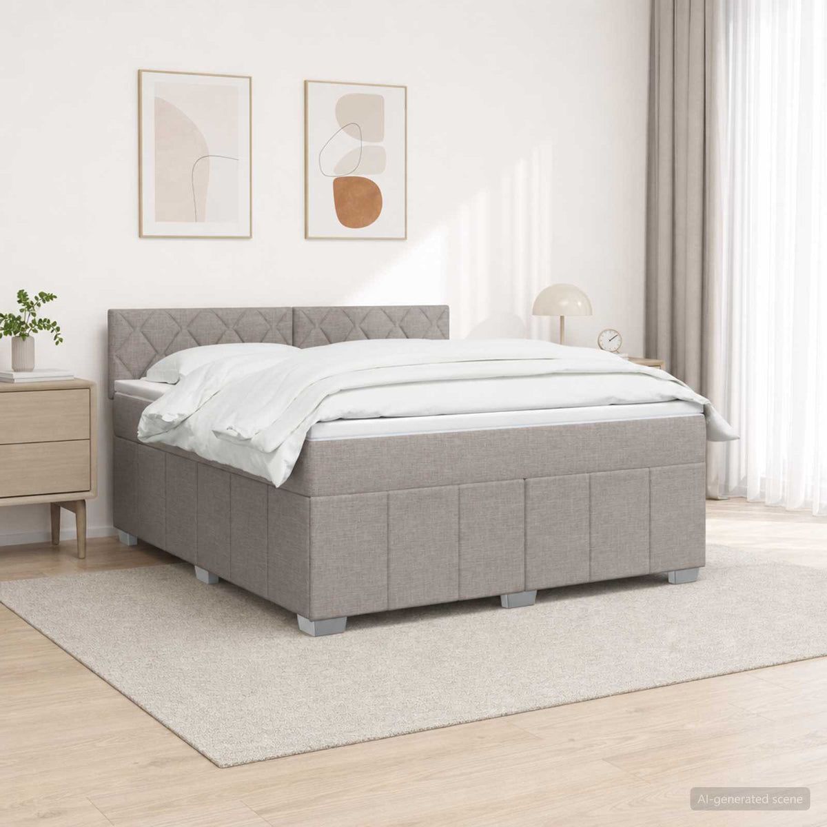 Postel Boxspring S Matrací S Čelo Textil