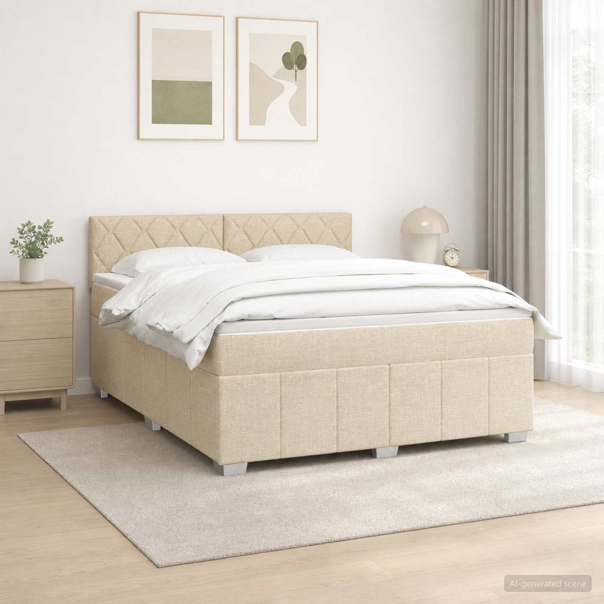 Postel Boxspring S Matrací S Čelo Textil