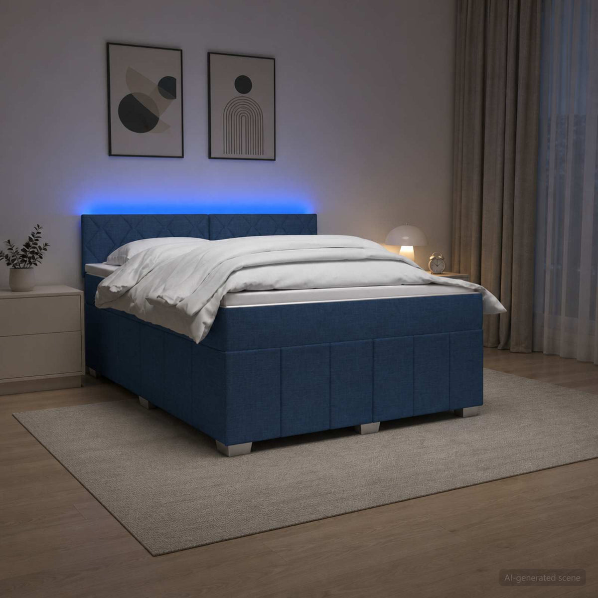 Postel Boxspring S Matrací S Čelo Textil