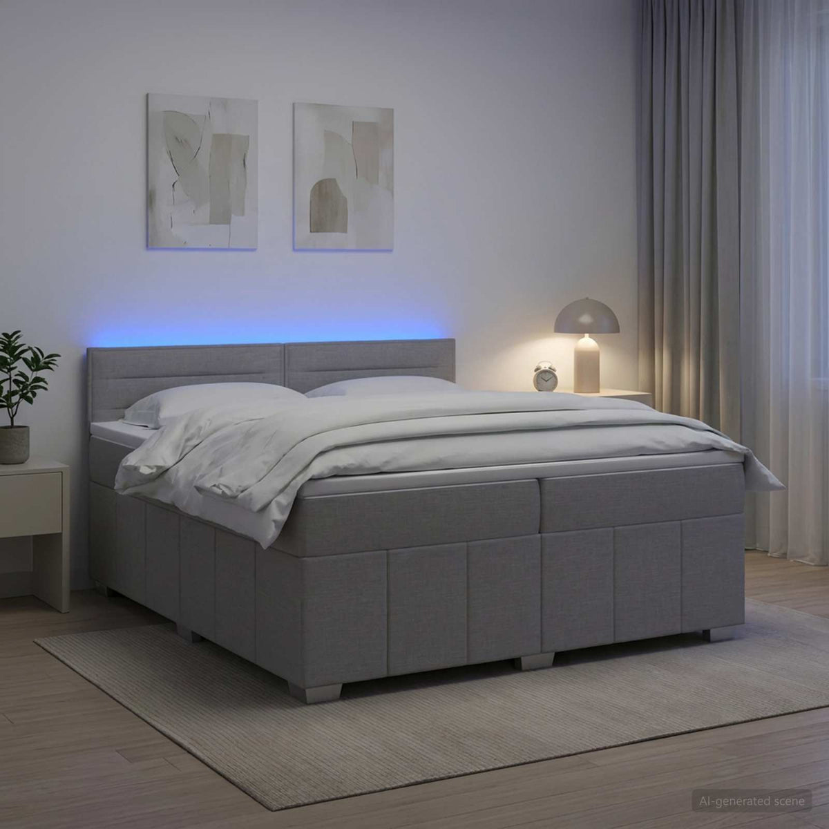Postel Boxspring S Matrací S Čelo Textil