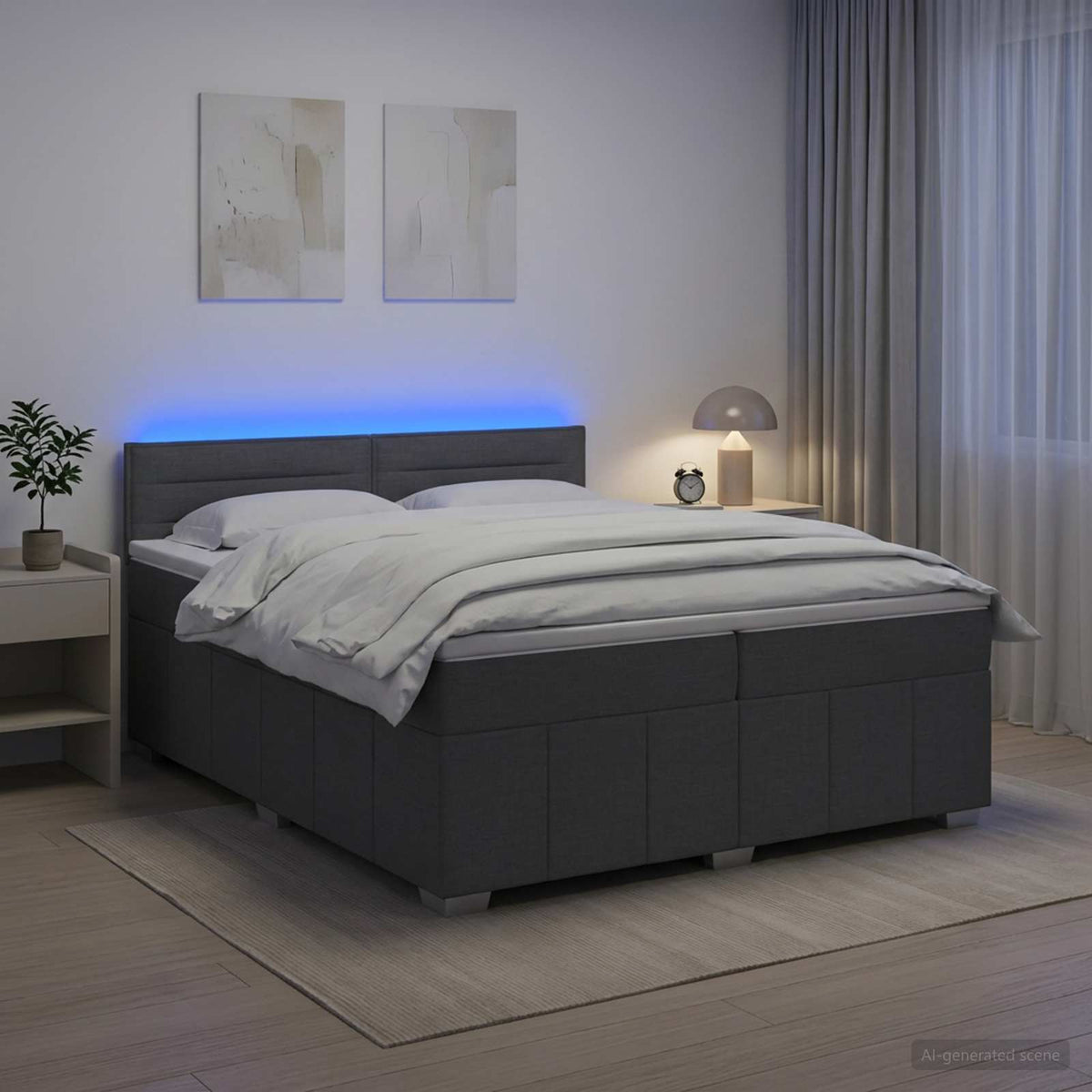 Postel Boxspring S Matrací S Čelo Textil