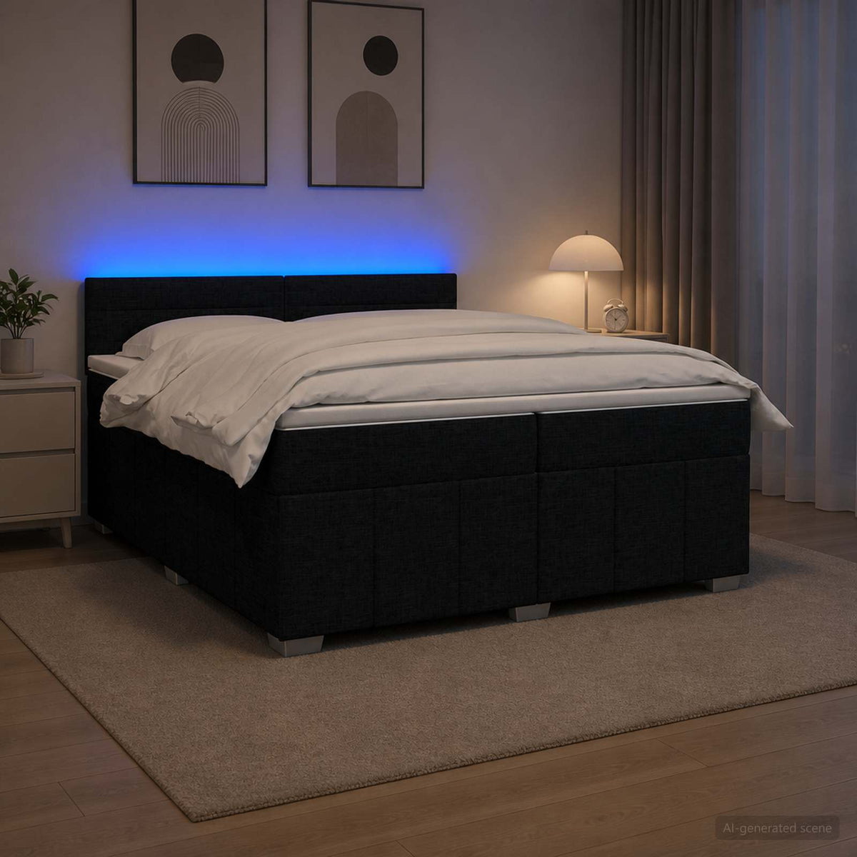 Postel Boxspring S Matrací S Čelo Textil