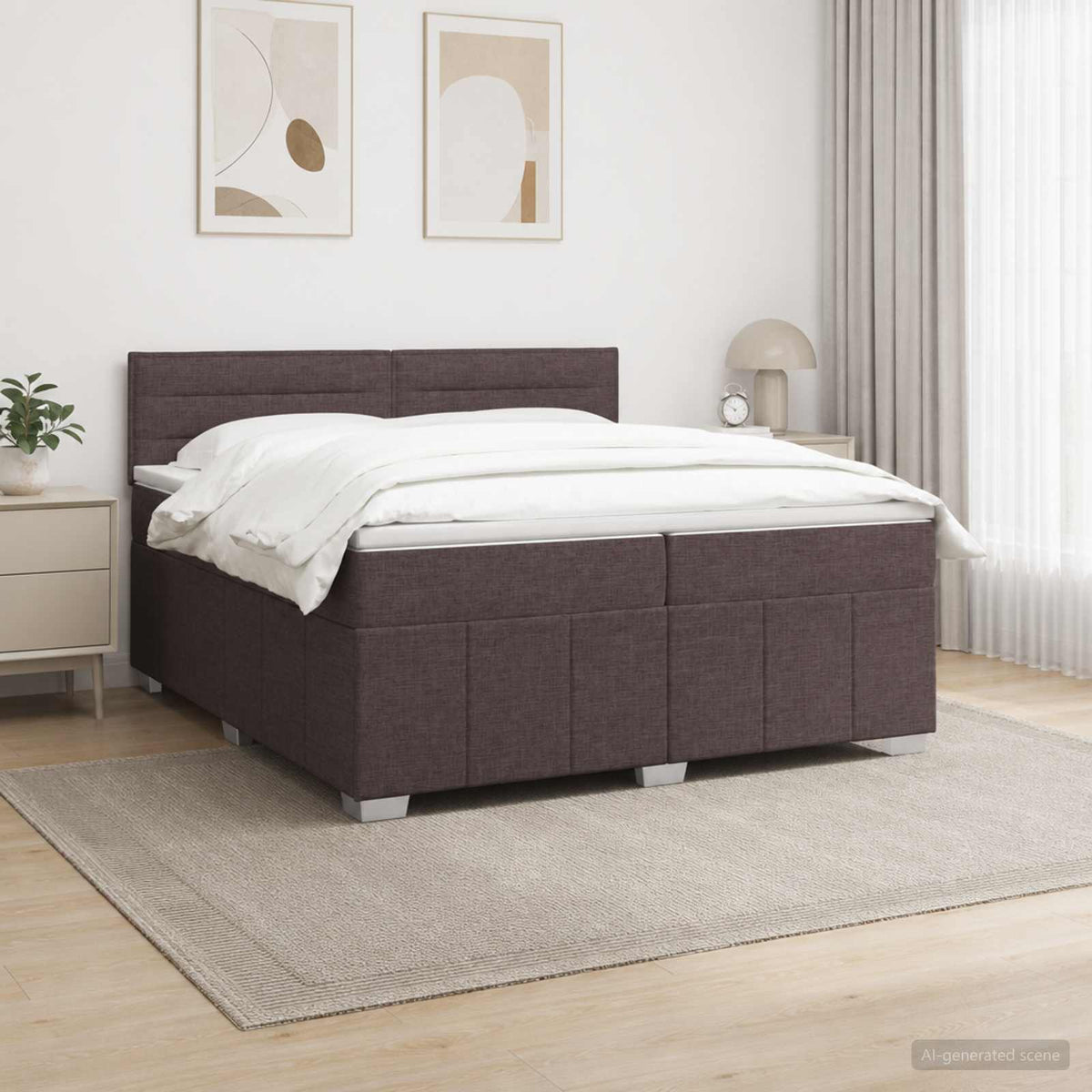Postel Boxspring S Matrací S Čelo Textil