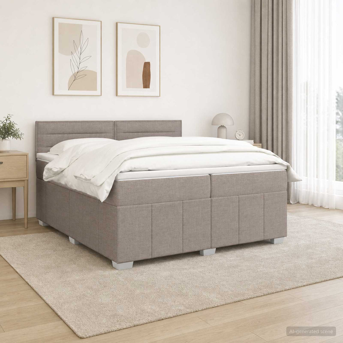 Postel Boxspring S Matrací S Čelo Textil