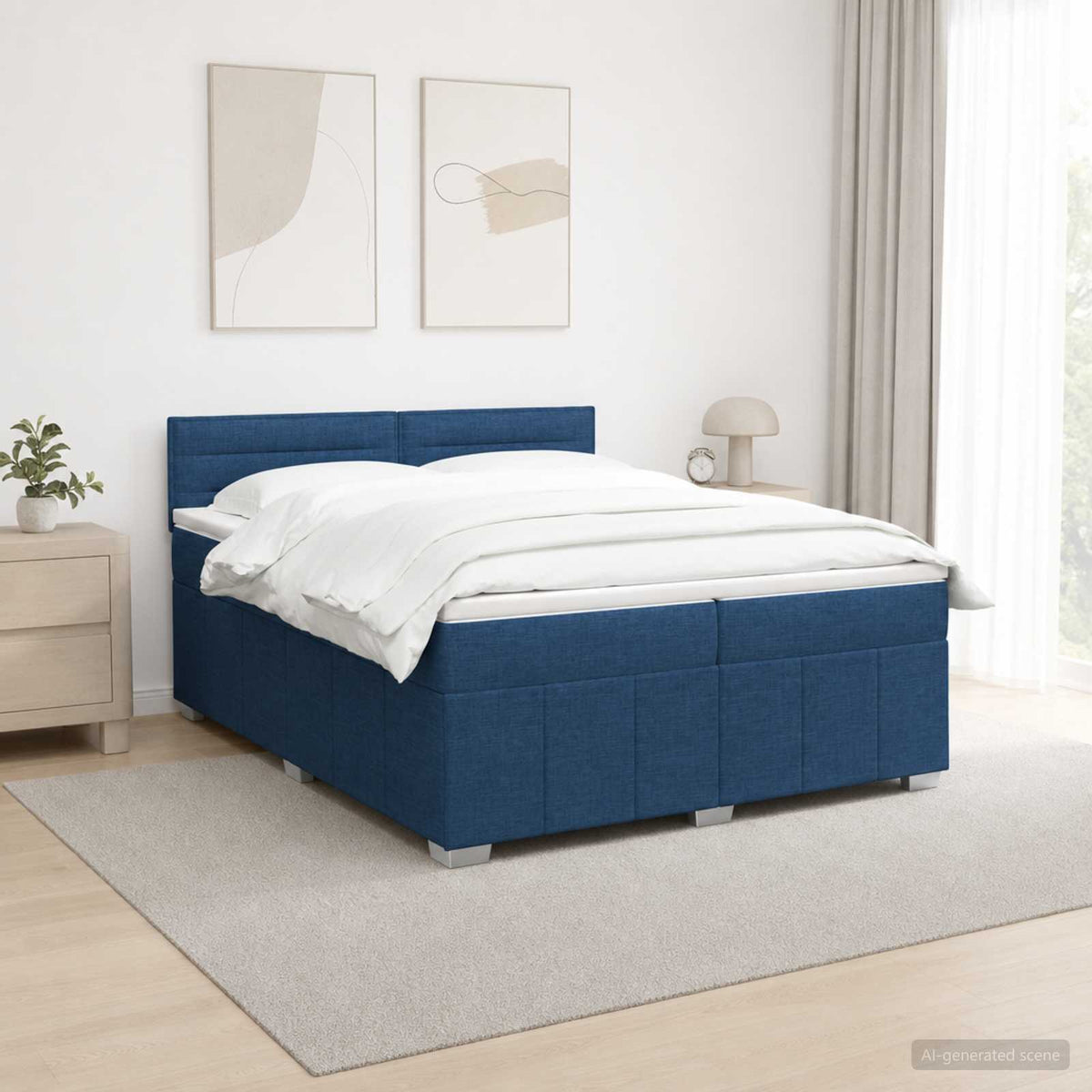 Postel Boxspring S Matrací S Čelo Textil