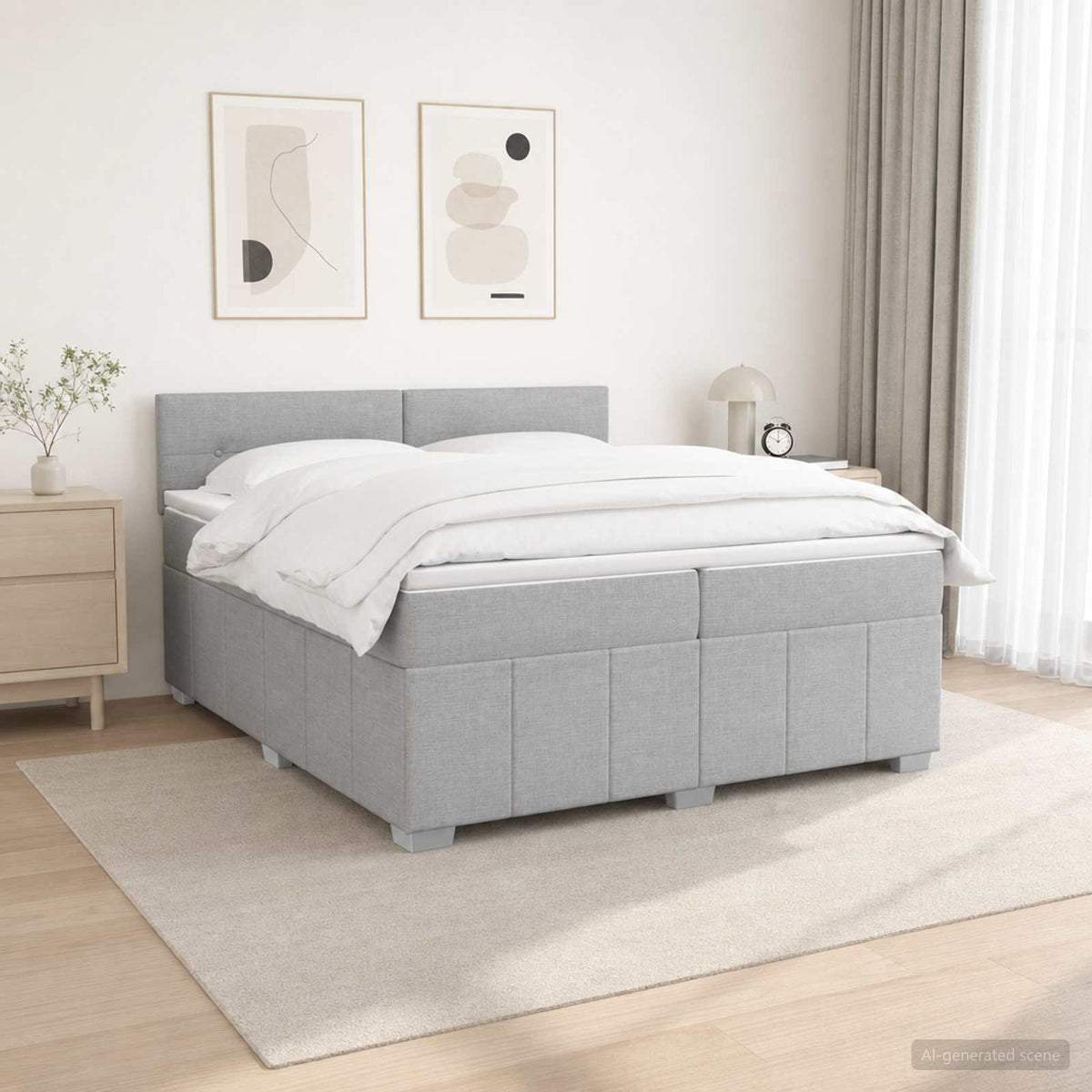 Postel Boxspring S Matrací S Čelo Textil