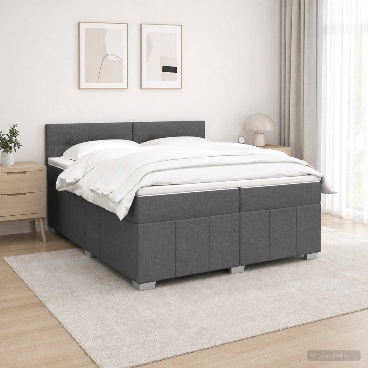 Postel Boxspring S Matrací S Čelo Textil