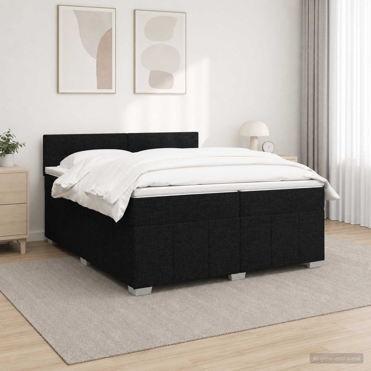 Postel Boxspring S Matrací S Čelo Textil