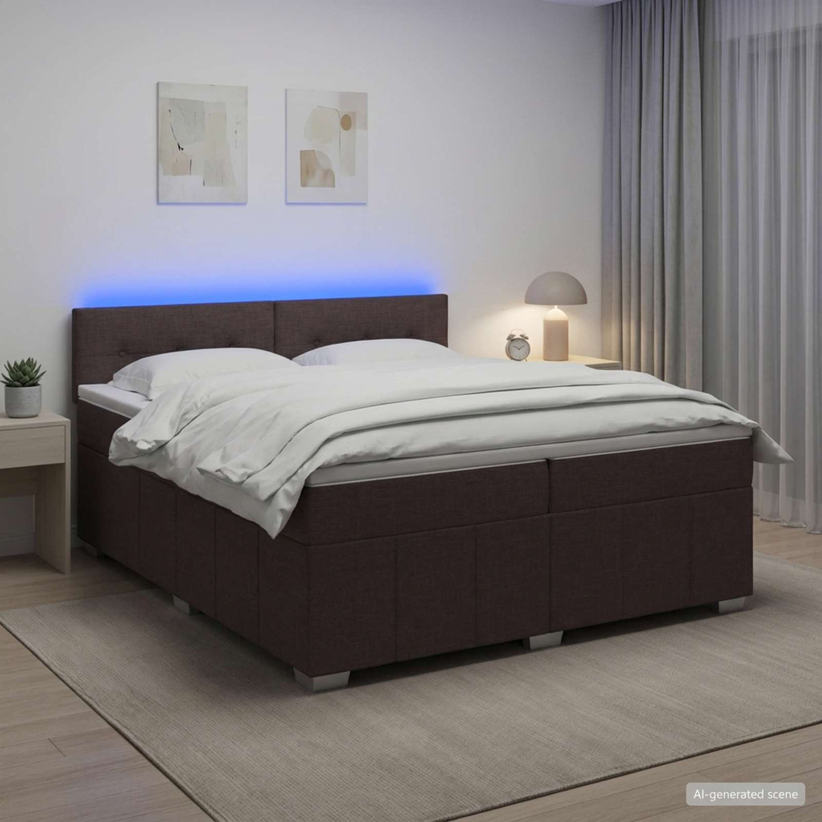Postel Boxspring S Matrací S Čelo Textil
