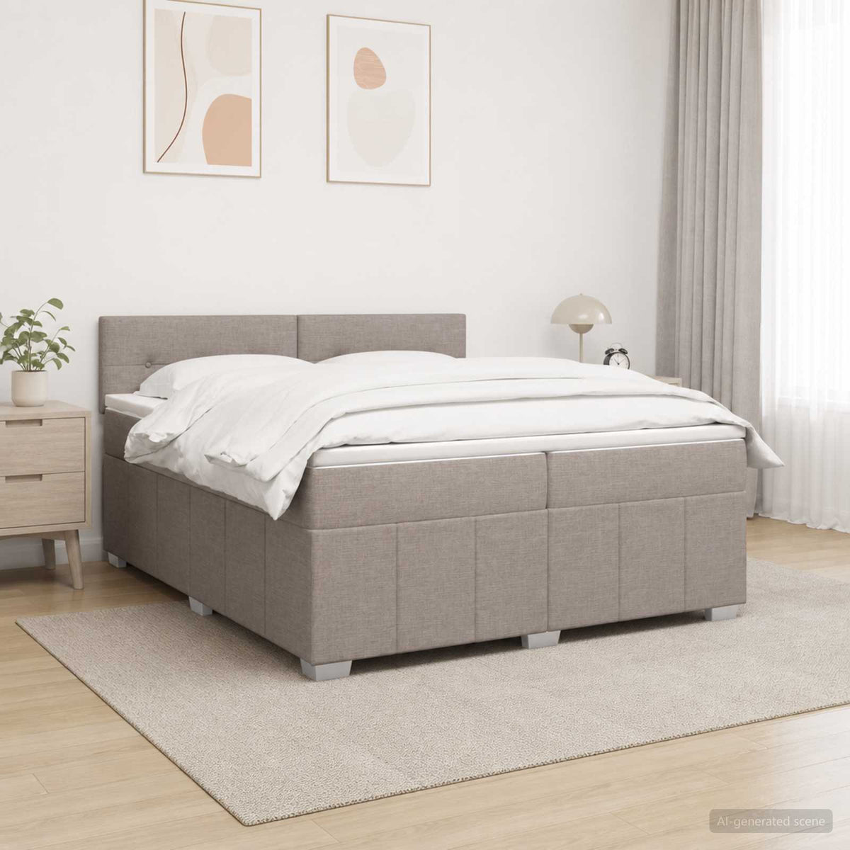Postel Boxspring S Matrací S Čelo Textil