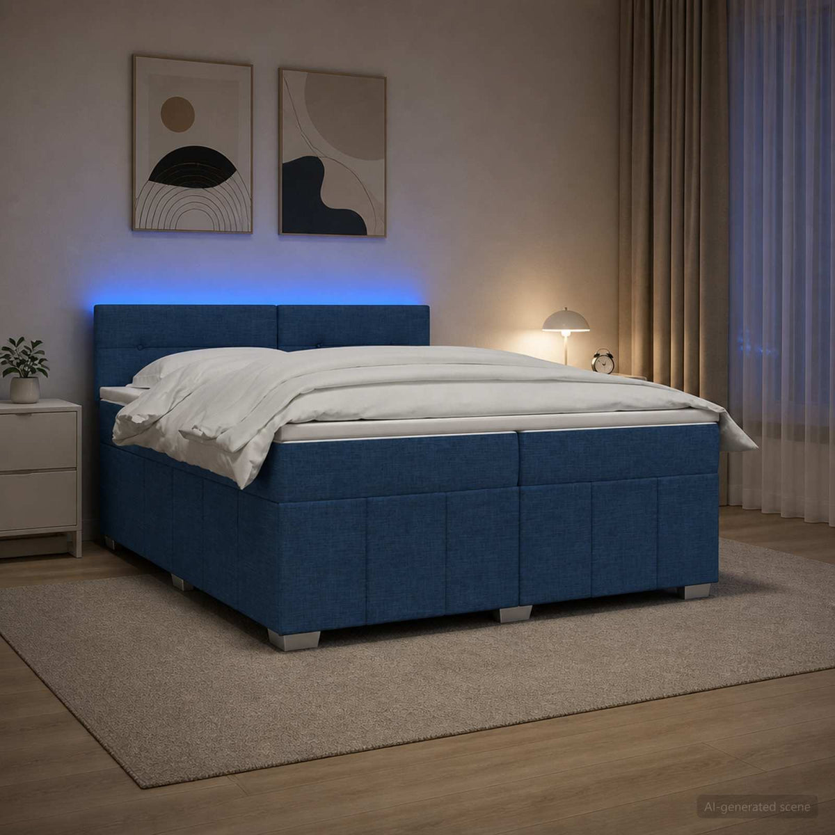 Postel Boxspring S Matrací S Čelo Textil