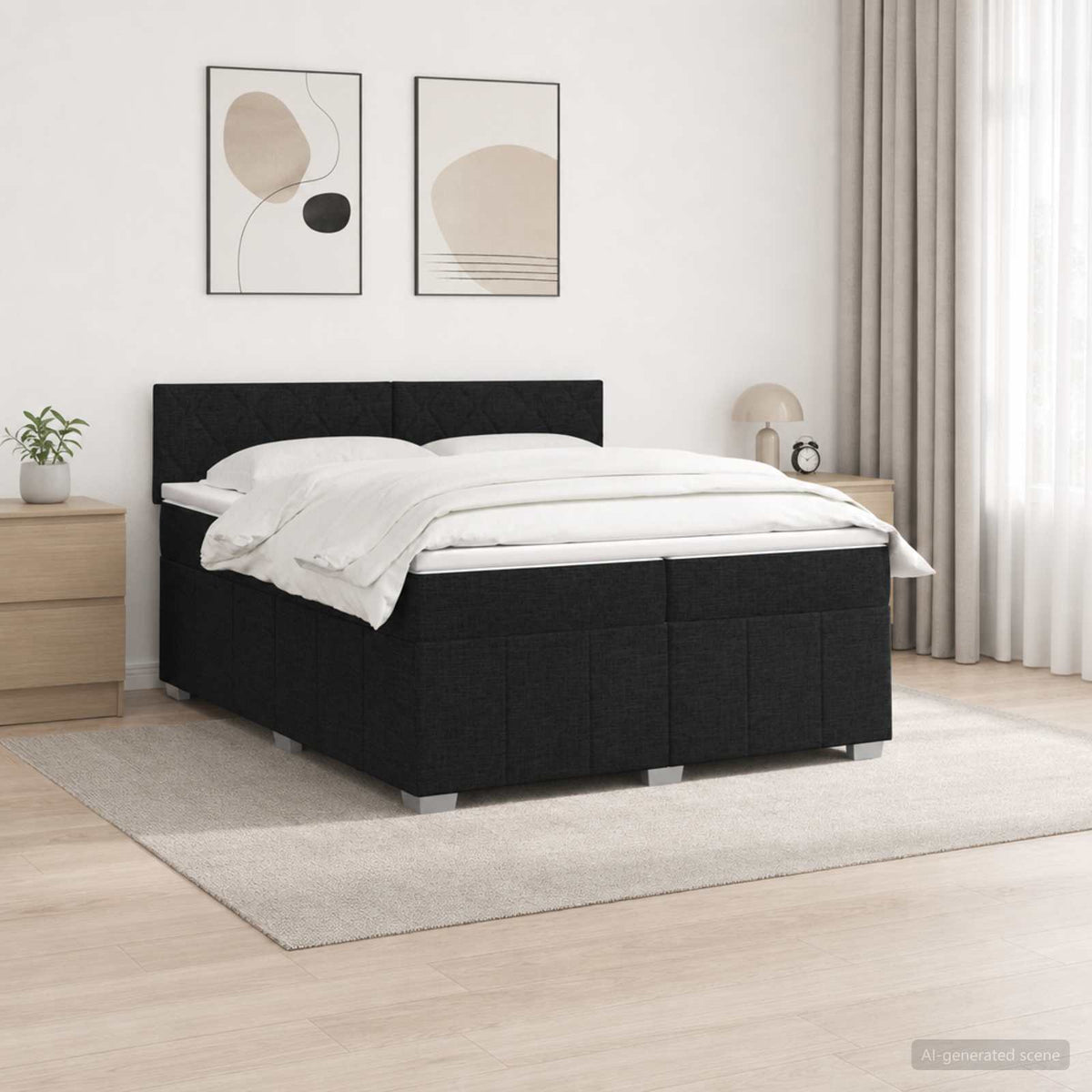 Postel Boxspring S Matrací S Čelo Textil
