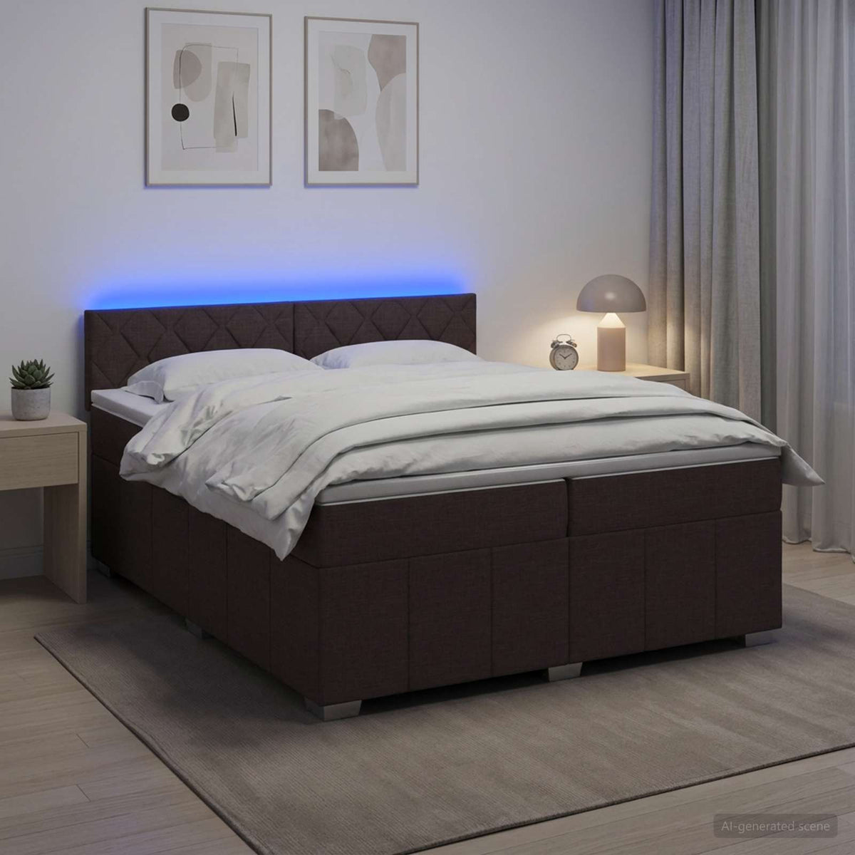 Postel Boxspring S Matrací S Čelo Textil