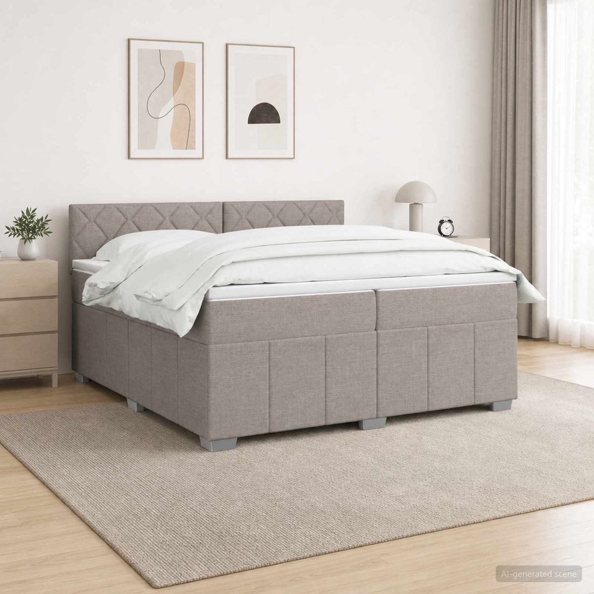 Postel Boxspring S Matrací S Čelo Textil