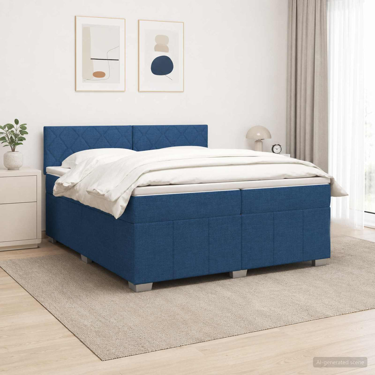 Postel Boxspring S Matrací S Čelo Textil