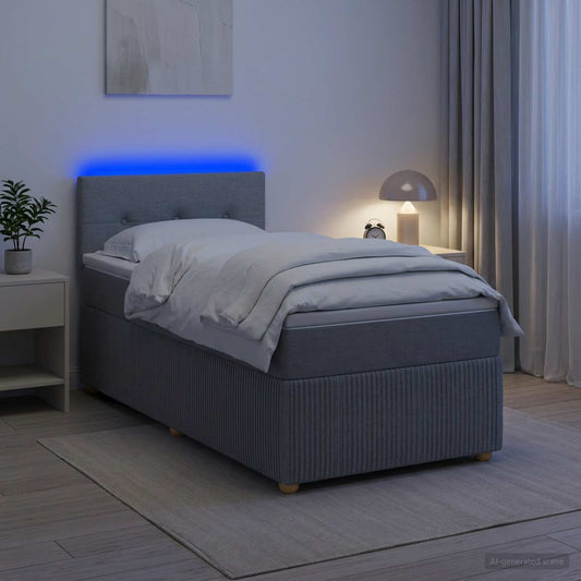 Box Spring Postel S Matrací A Led 90 X 190 Cm