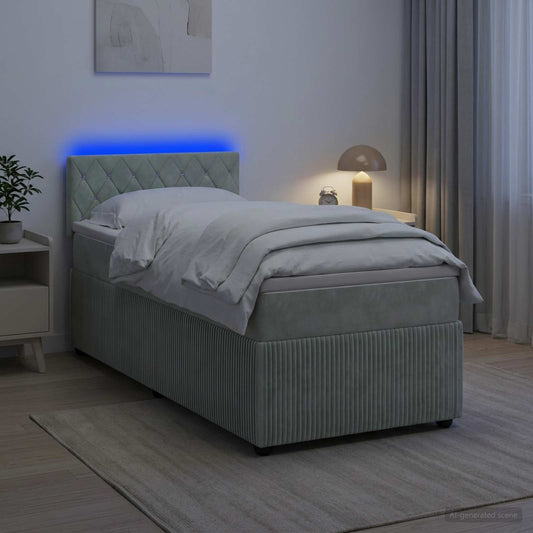 Box Spring Postel S Matrací A Led 90 X 190 Cm Samet