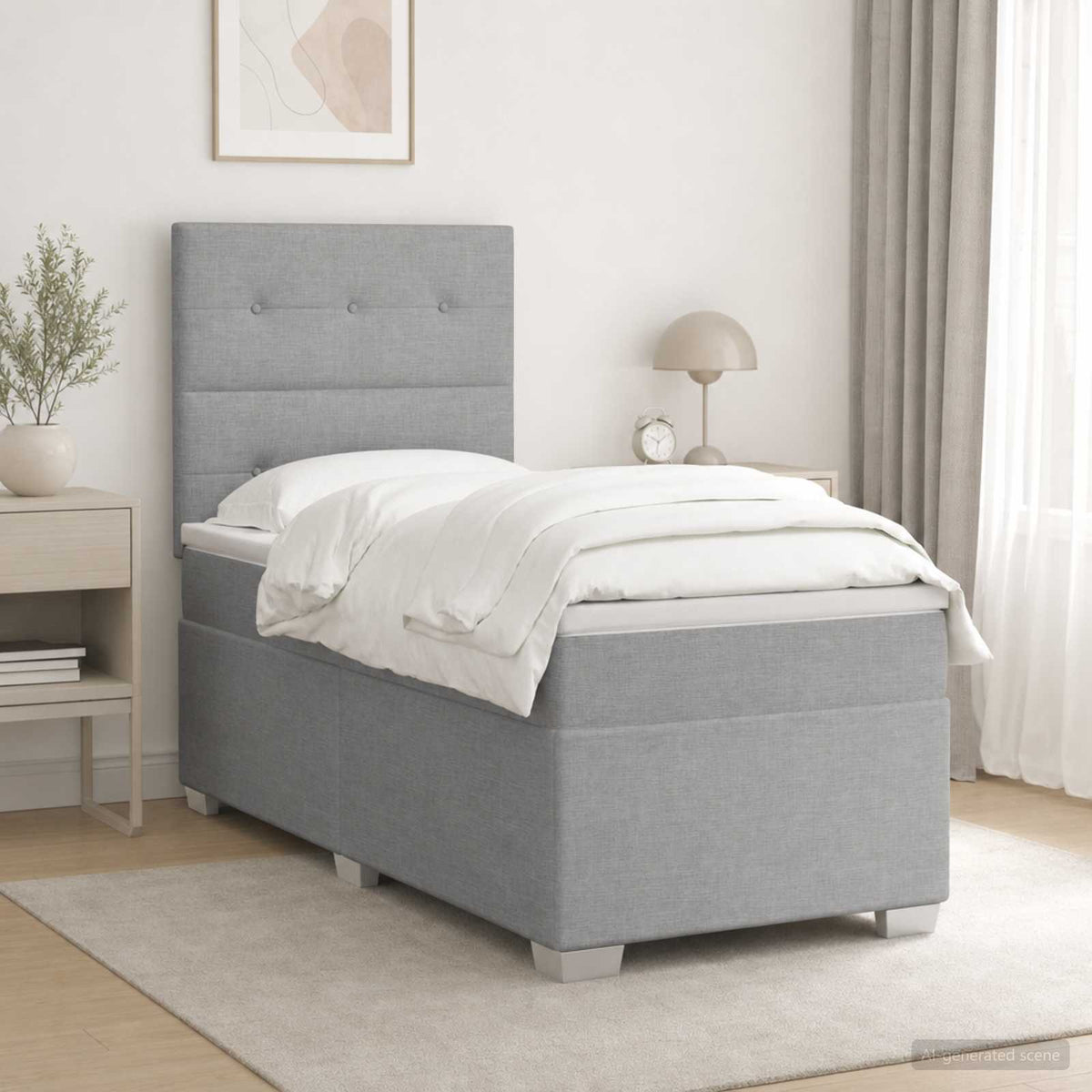 Postel Boxspring S Matrací S Čelo Textil