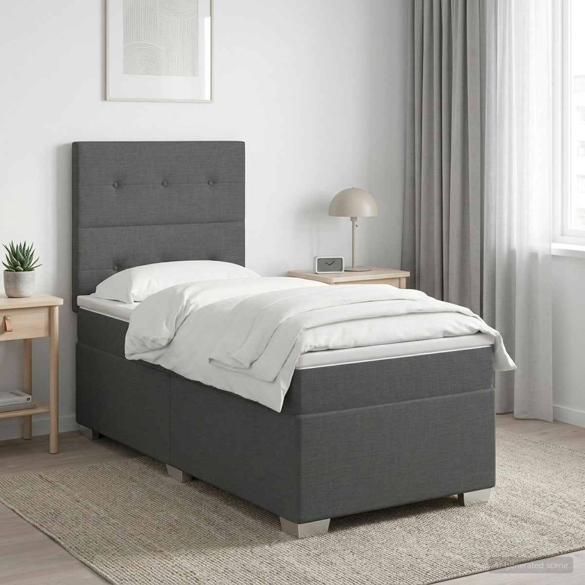 Postel Boxspring S Matrací S Čelo Textil