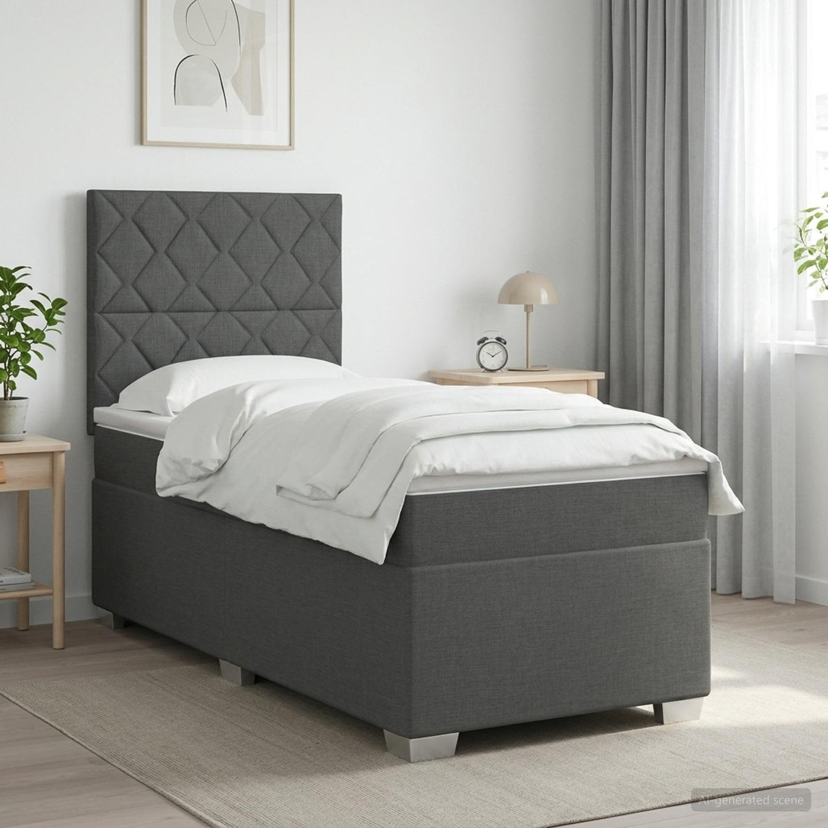 Postel Boxspring S Matrací S Čelo Textil