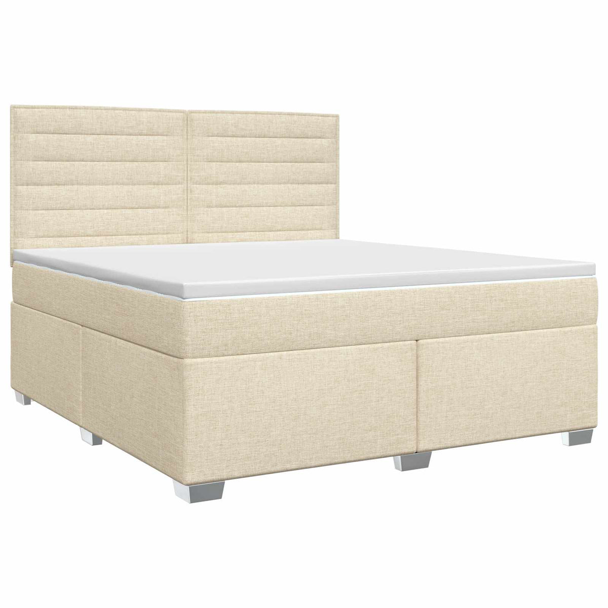 Postel Boxspring S Matrací Krémová 140 X 200 Cm Textil
