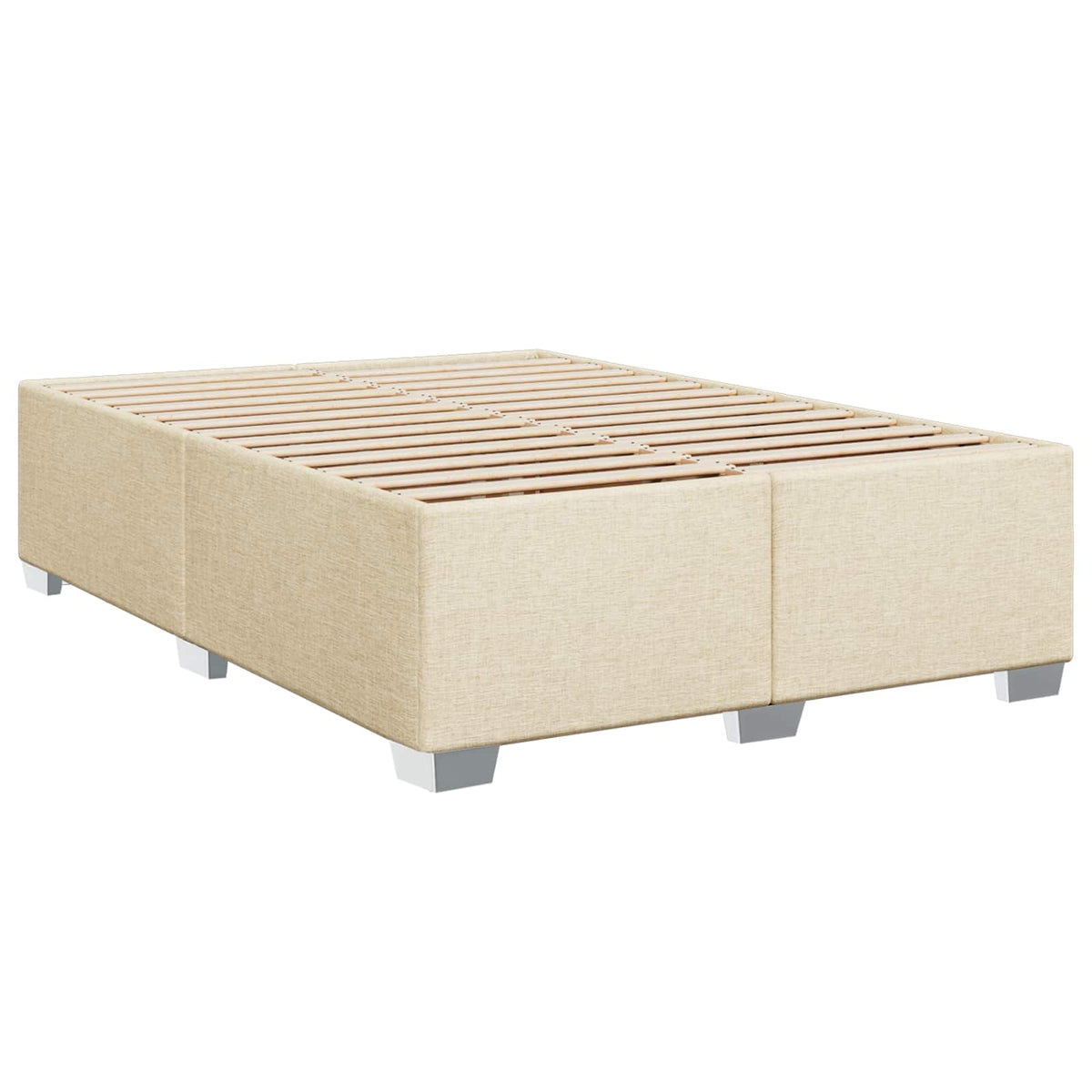Postel Boxspring S Matrací Krémová 140 X 200 Cm Textil