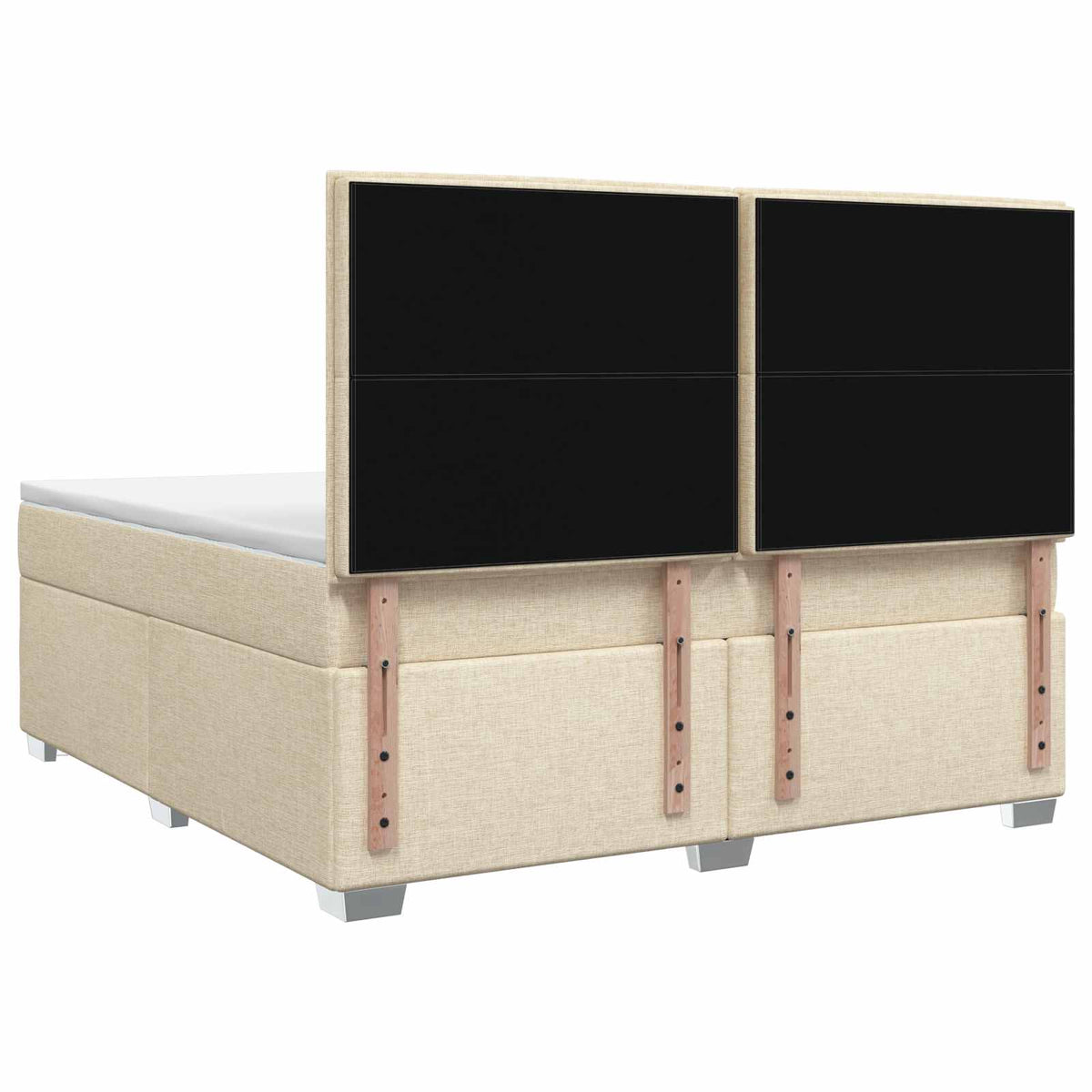 Postel Boxspring S Matrací Krémová 140 X 200 Cm Textil