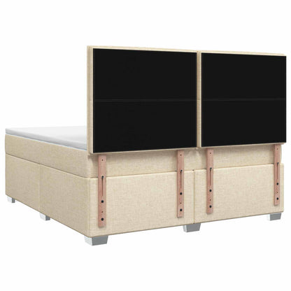 Postel Boxspring S Matrací Krémová 140 X 200 Cm Textil