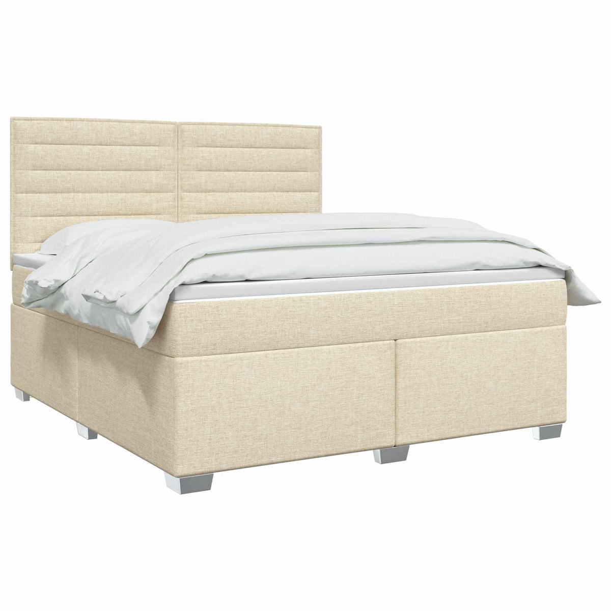Postel Boxspring S Matrací Krémová 140 X 200 Cm Textil