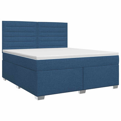 Postel Boxspring S Matrací Modrá 140 X 200 Cm Textil