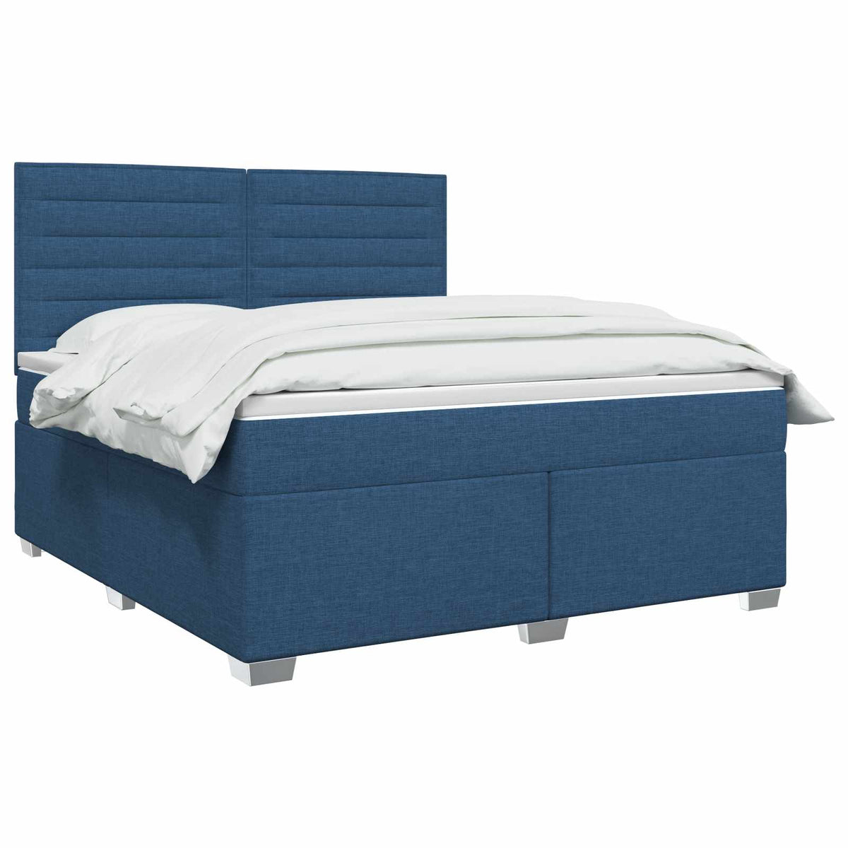Postel Boxspring S Matrací Modrá 140 X 200 Cm Textil