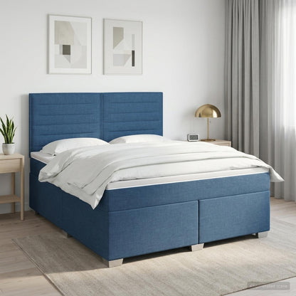 Postel Boxspring S Matrací Modrá 140 X 200 Cm Textil