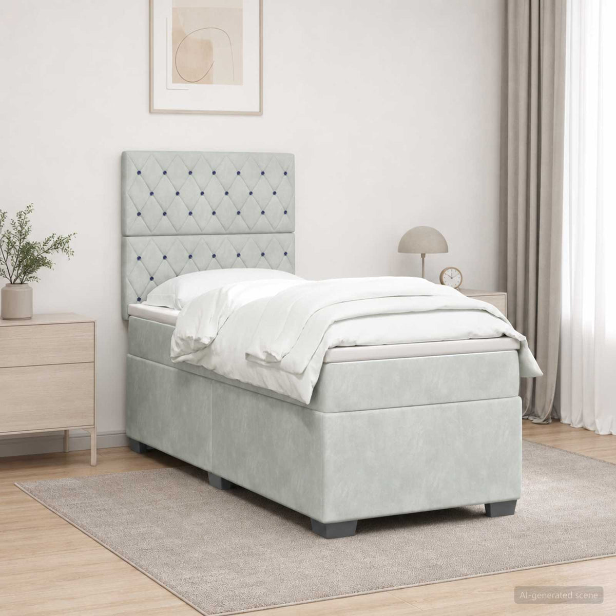 Postel Boxspring S Matrací S Čelo Samet