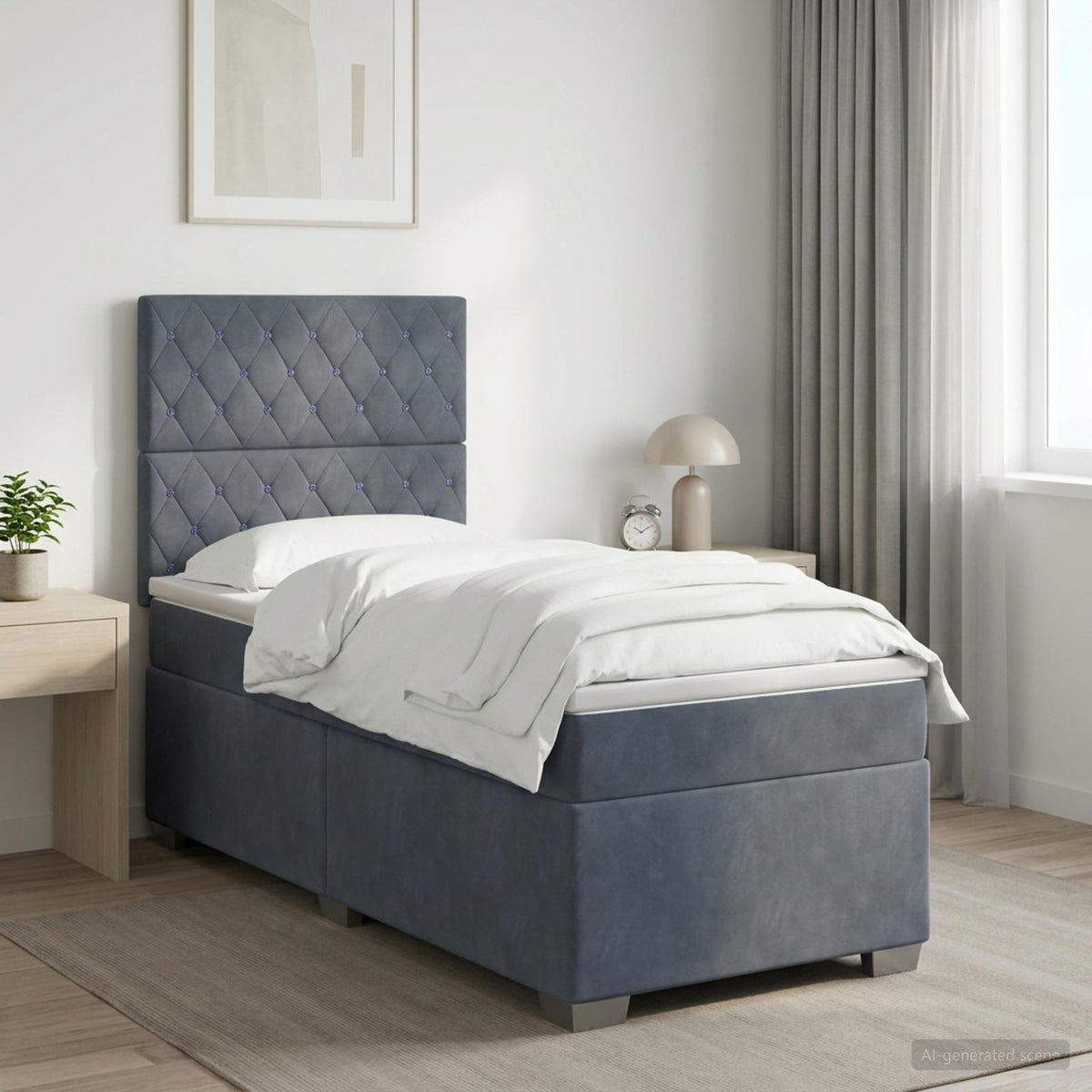 Postel Boxspring S Matrací S Čelo Samet