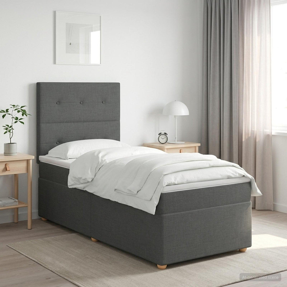 Postel Boxspring S Matrací S Čelo Textil