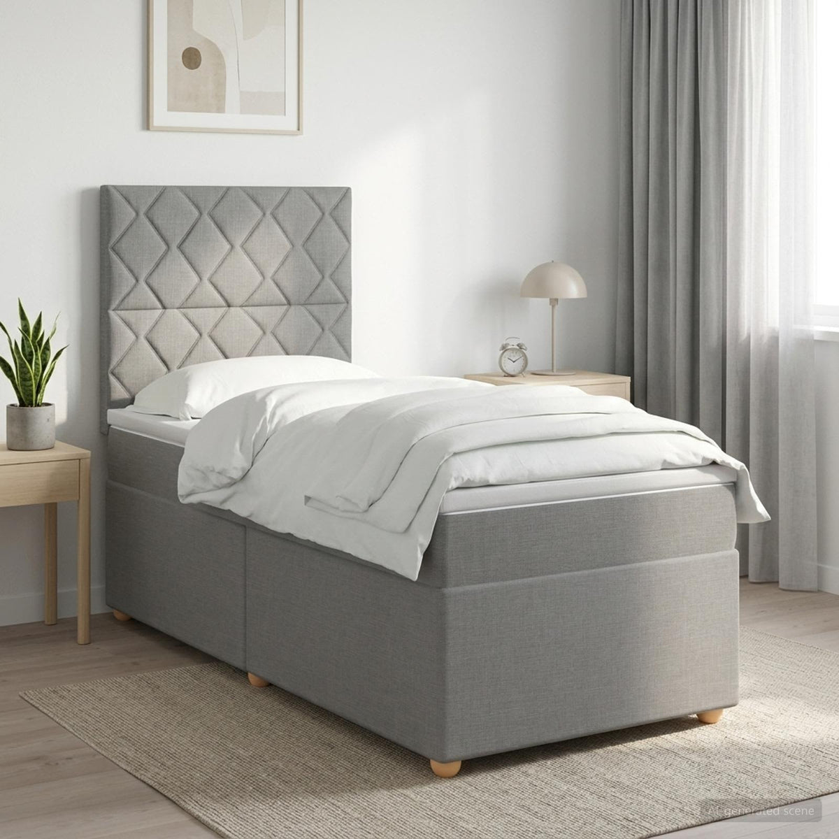 Postel Boxspring S Matrací S Čelo Textil