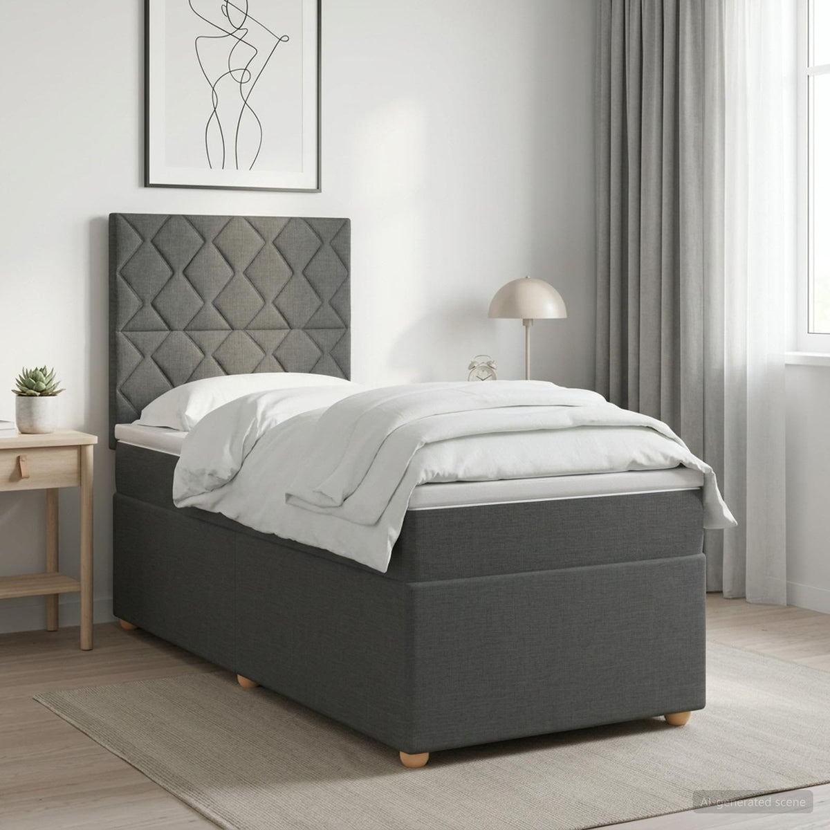 Postel Boxspring S Matrací S Čelo Textil