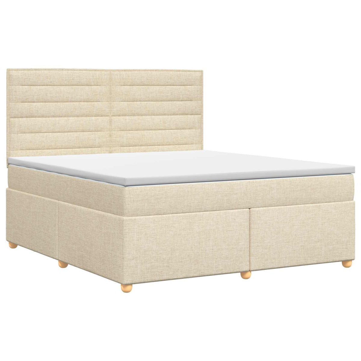 Postel Boxspring S Matrací S Čelo Krémová 140 X 190 Cm Textil