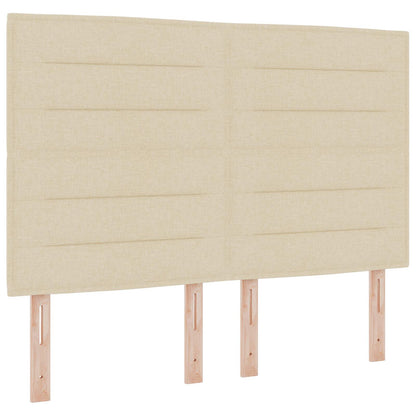Postel Boxspring S Matrací S Čelo Krémová 140 X 190 Cm Textil