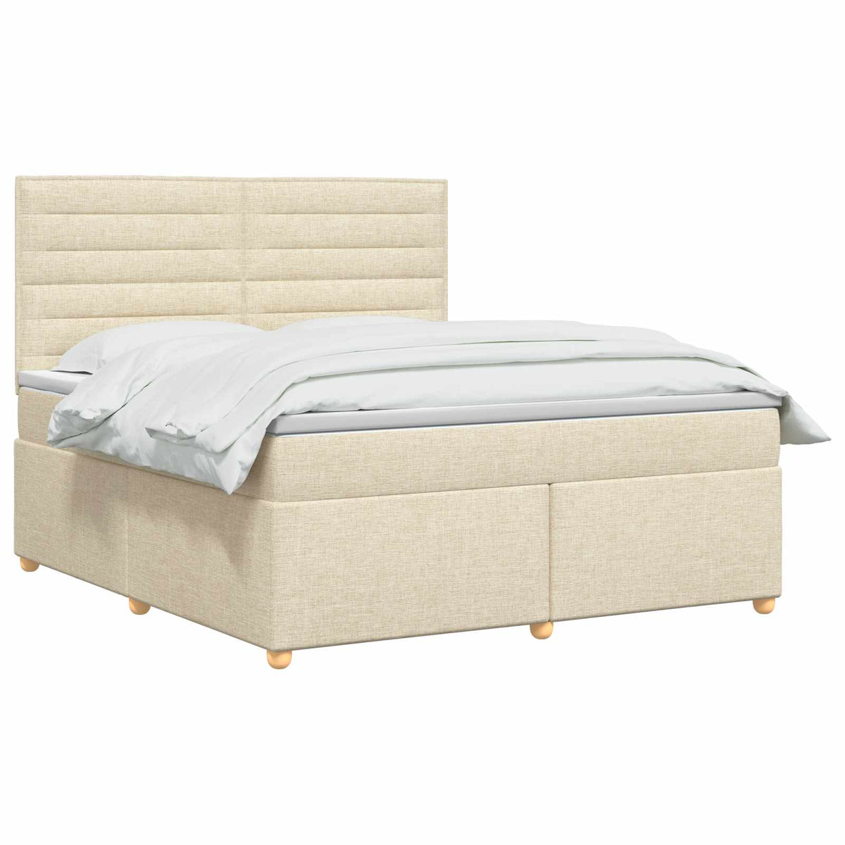 Postel Boxspring S Matrací S Čelo Krémová 140 X 190 Cm Textil