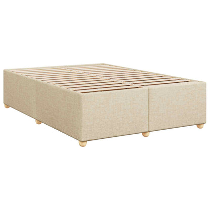 Postel Boxspring S Matrací S Čelo Krémová 140 X 200 Cm Textil