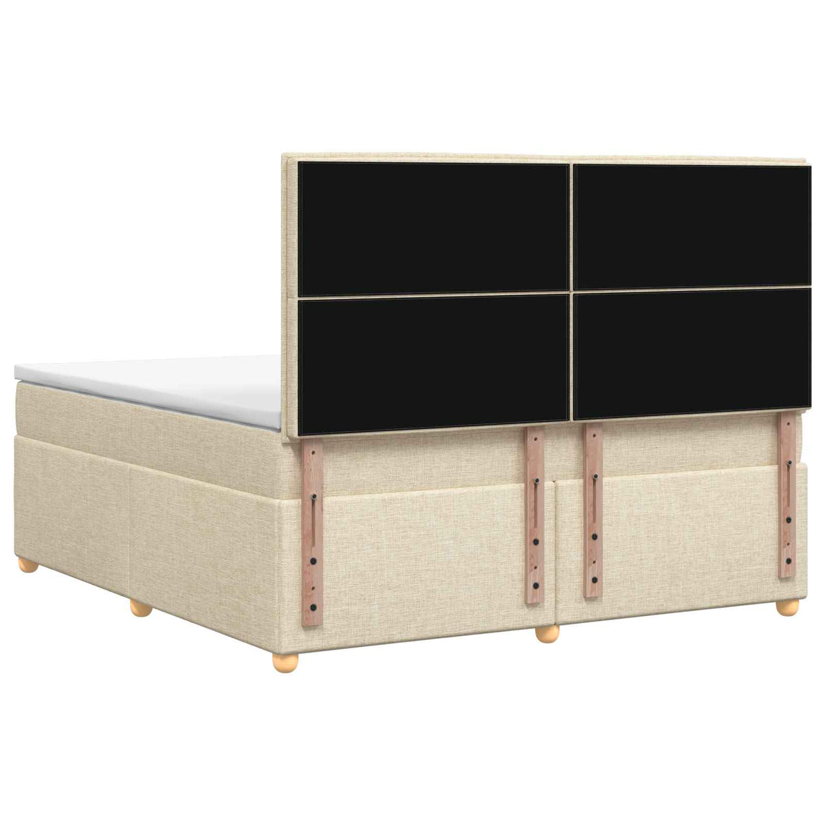 Postel Boxspring S Matrací S Čelo Krémová 140 X 200 Cm Textil