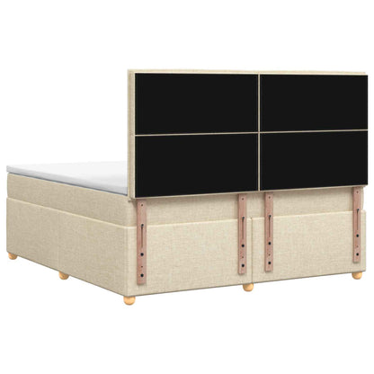 Postel Boxspring S Matrací S Čelo Krémová 140 X 200 Cm Textil