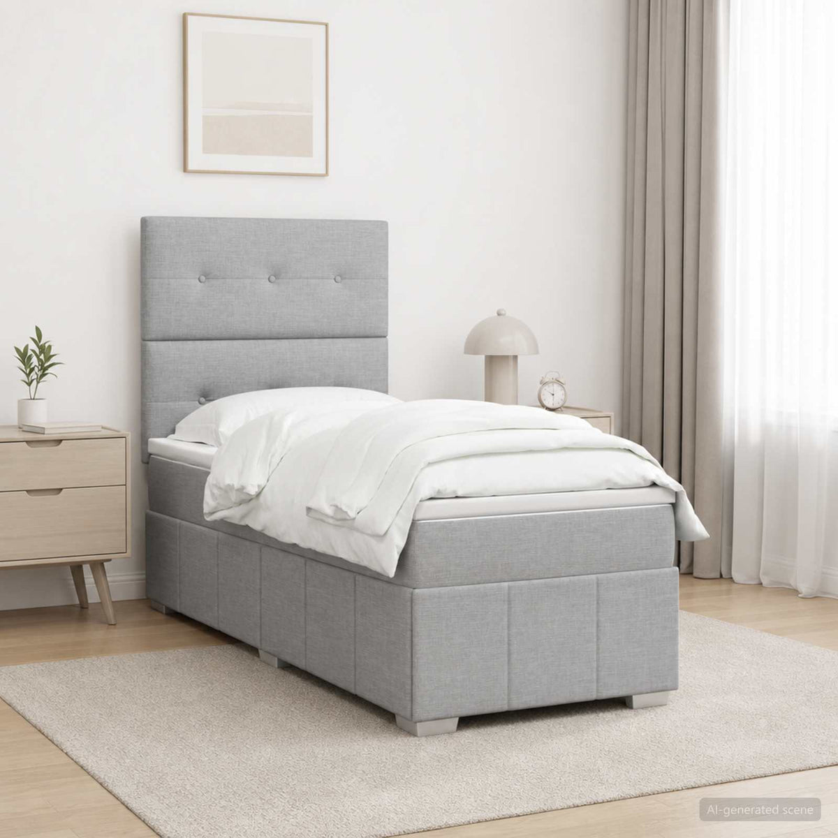 Postel Boxspring S Matrací S Čelo Jednoduchý Textil
