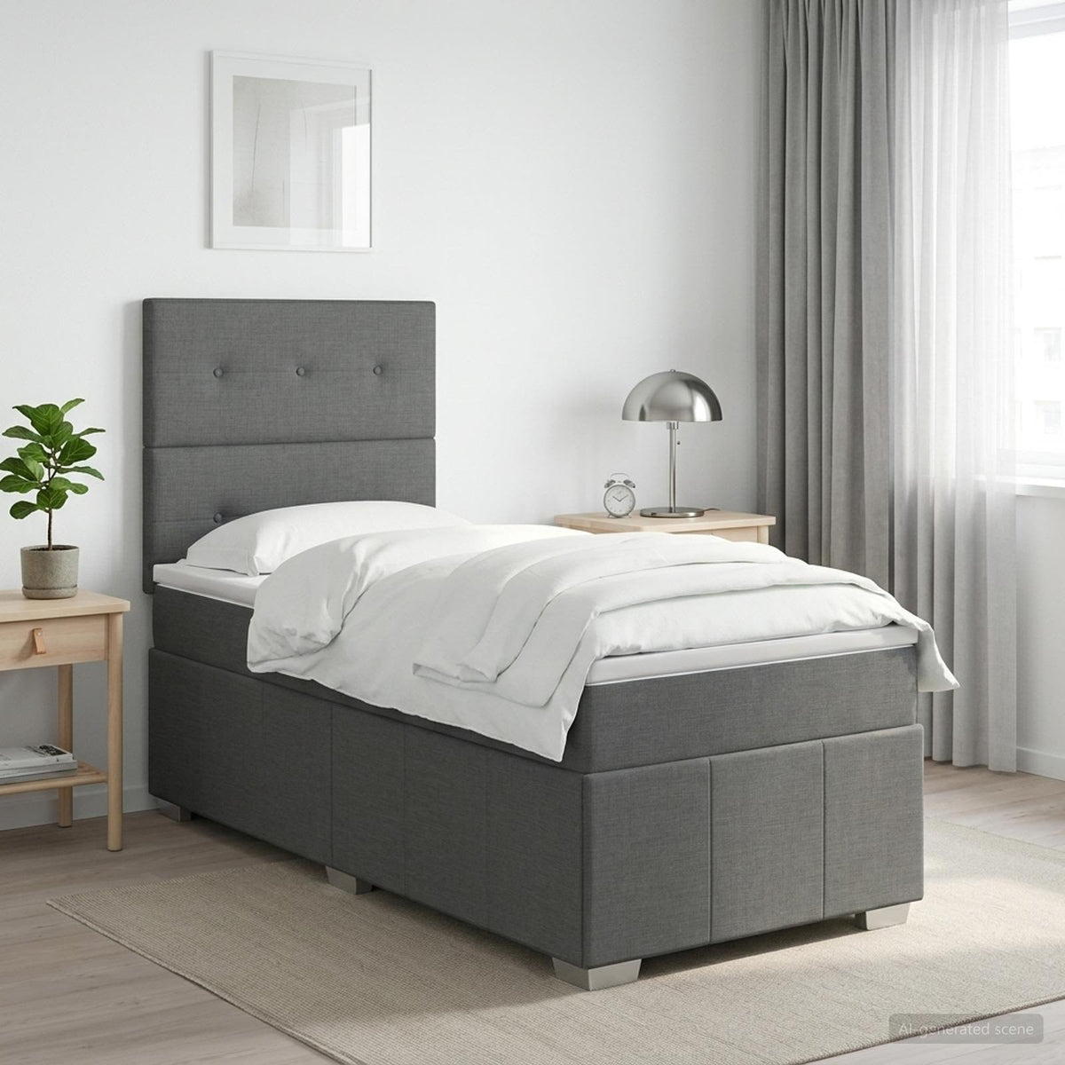Postel Boxspring S Matrací S Čelo Jednoduchý Textil