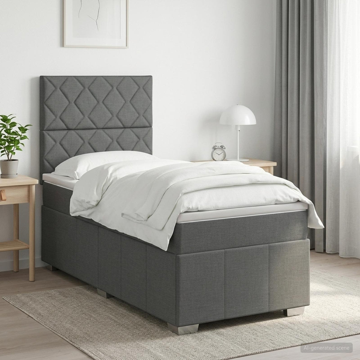 Postel Boxspring S Matrací S Čelo Jednoduchý Textil