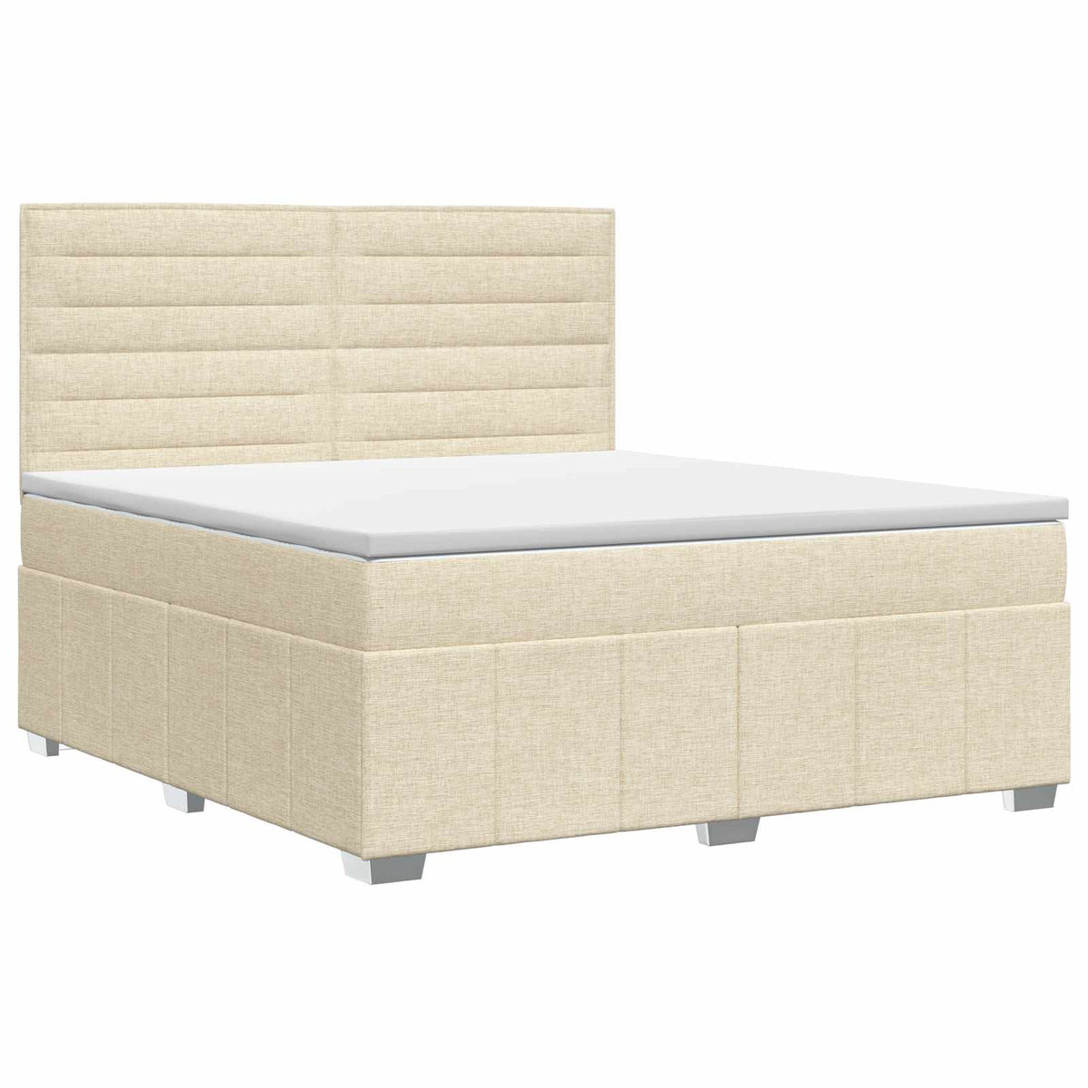 Postel Boxspring S Matrací S Čelo Krémová 140 X 190 Cm Textil