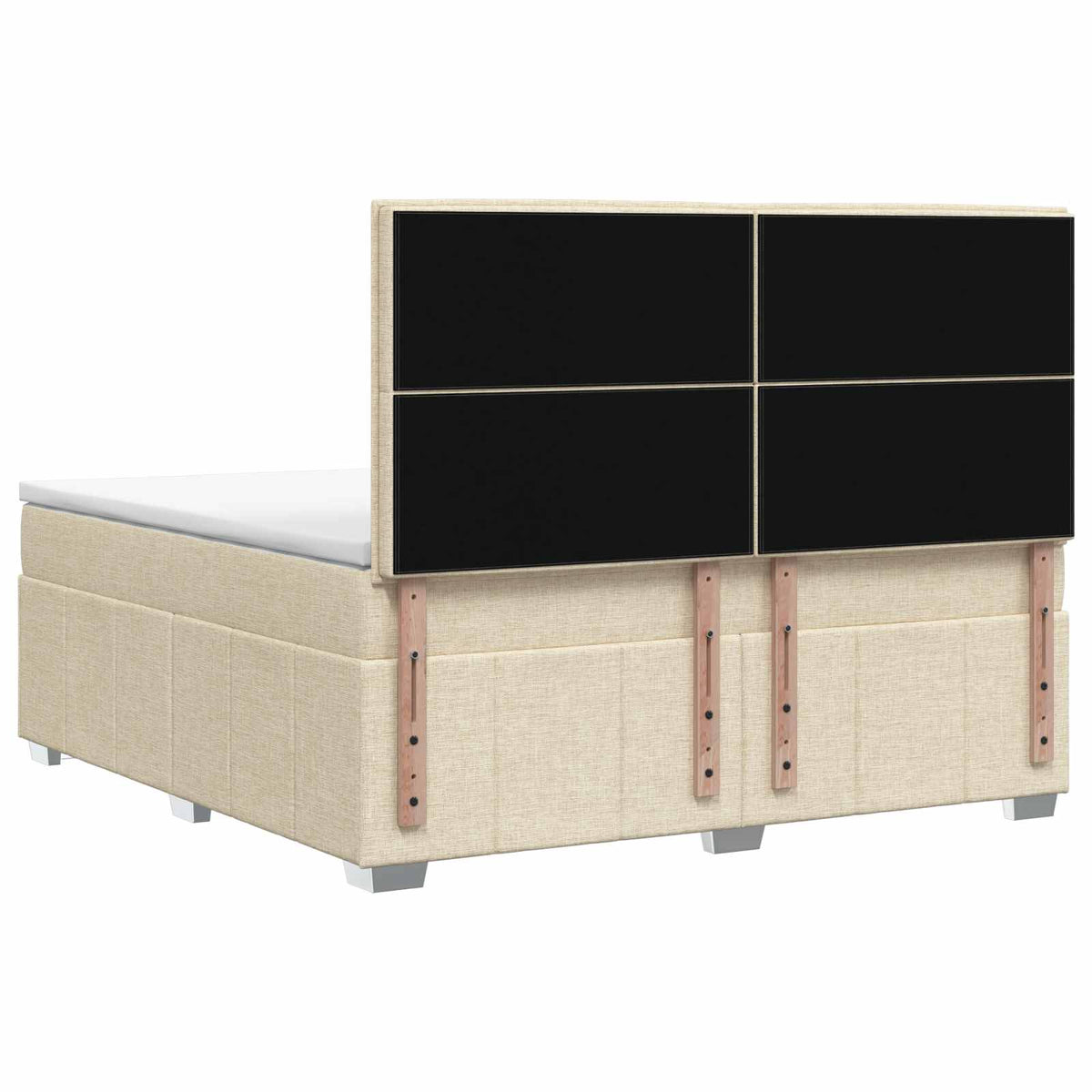 Postel Boxspring S Matrací S Čelo Krémová 140 X 190 Cm Textil